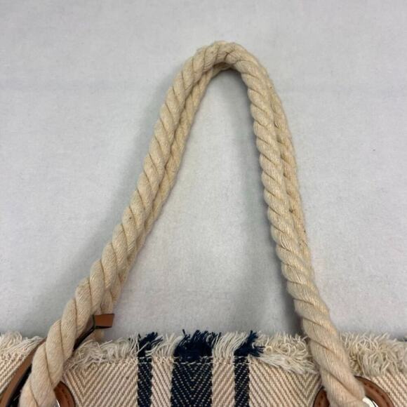 Vince Camuto Ulla-To Striped Tote Bag Purse Beach Summer Tan Beige/Blue - Picture 10 of 10